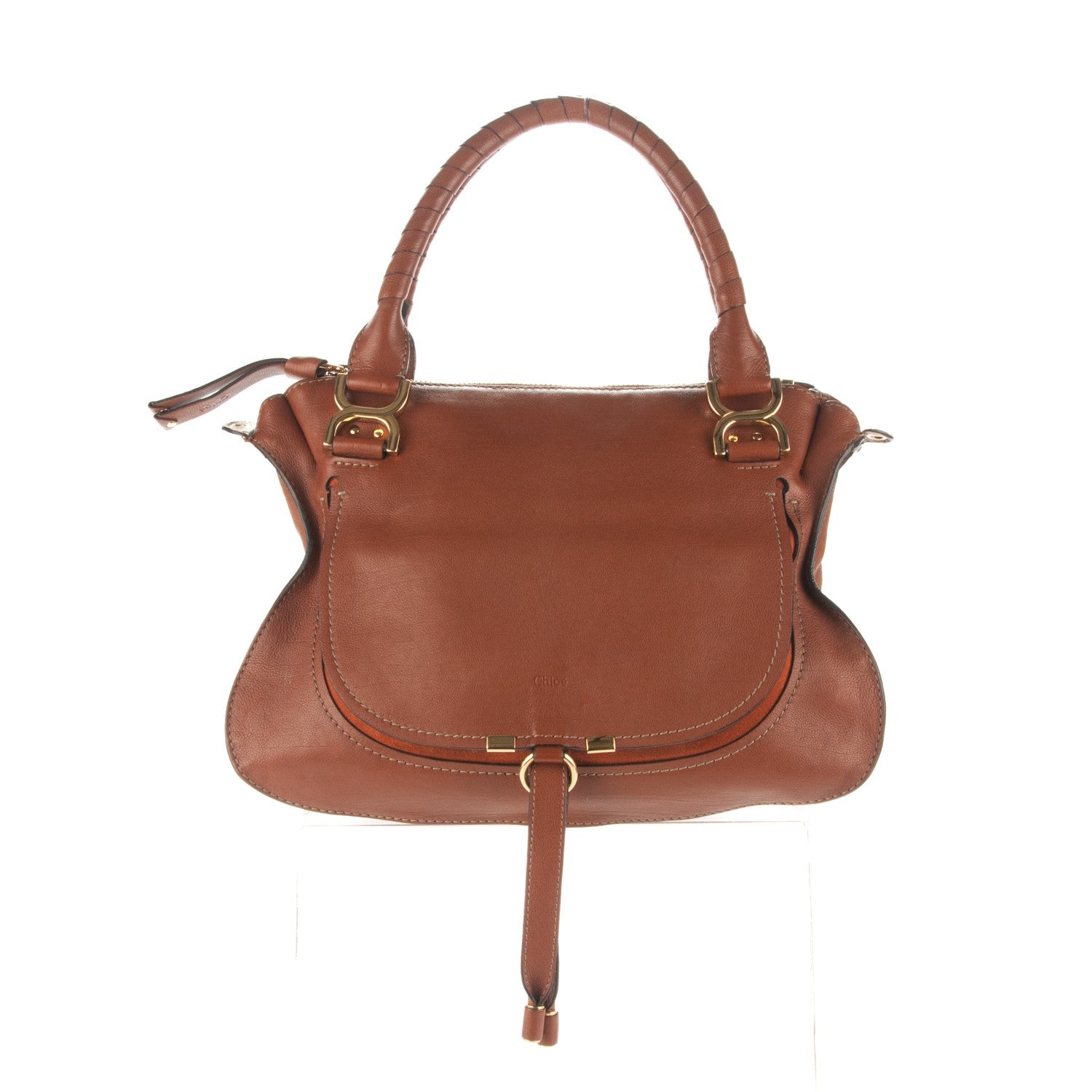Chloe Calfskin Medium Marcie Nude Satchel Tobacco 1 of 8