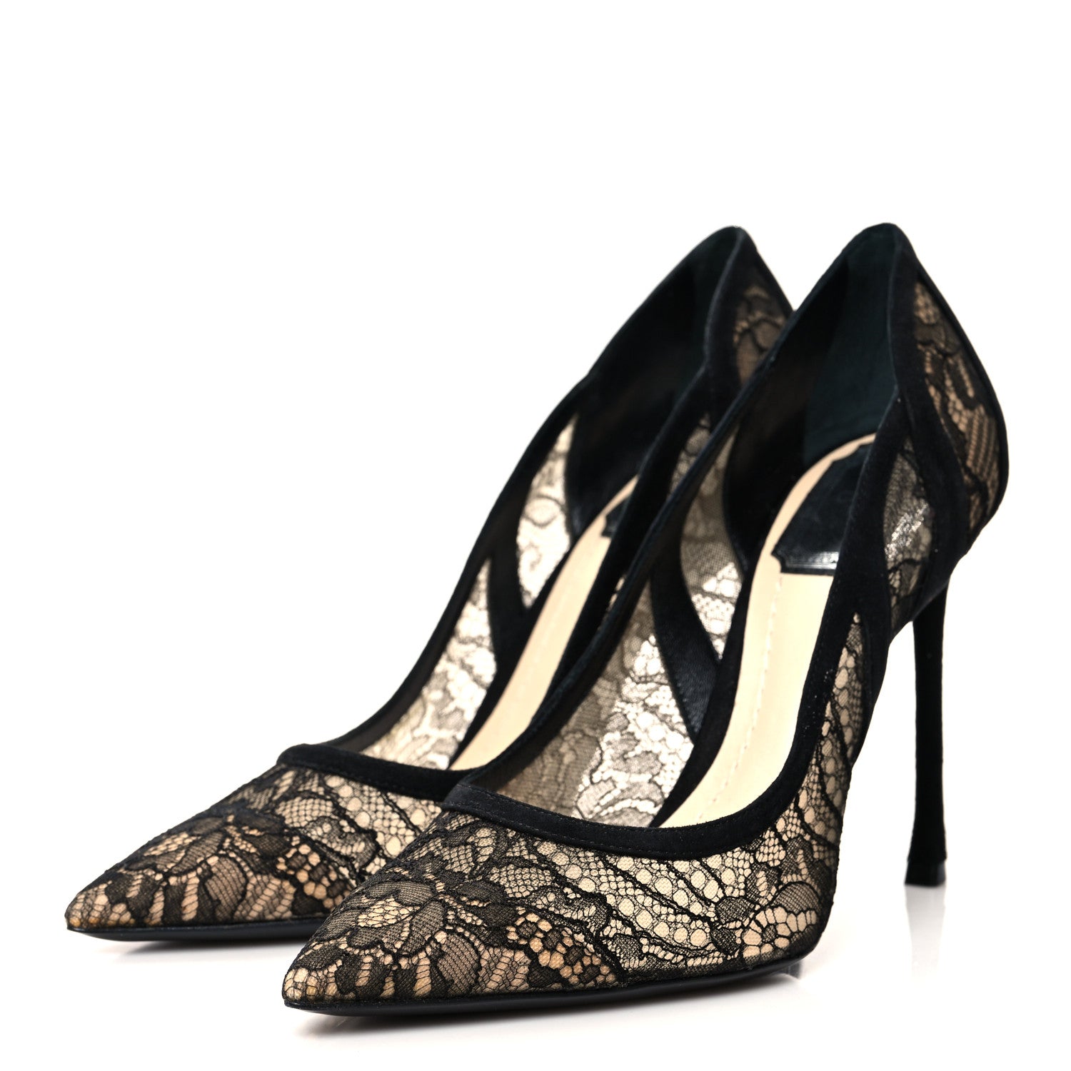 Christian Dior Lace Suede Lingerie Pumps 36.5 Black 2 of 7
