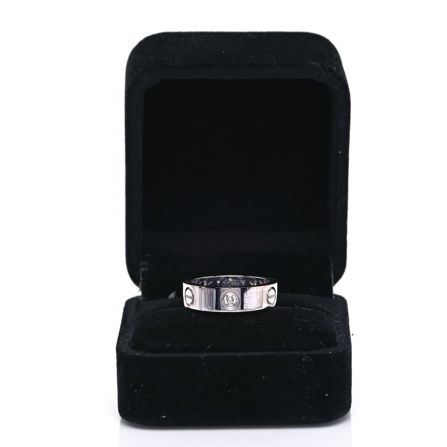 18K White Gold 3 Diamond 5.5mm LOVE Ring 54 6.75