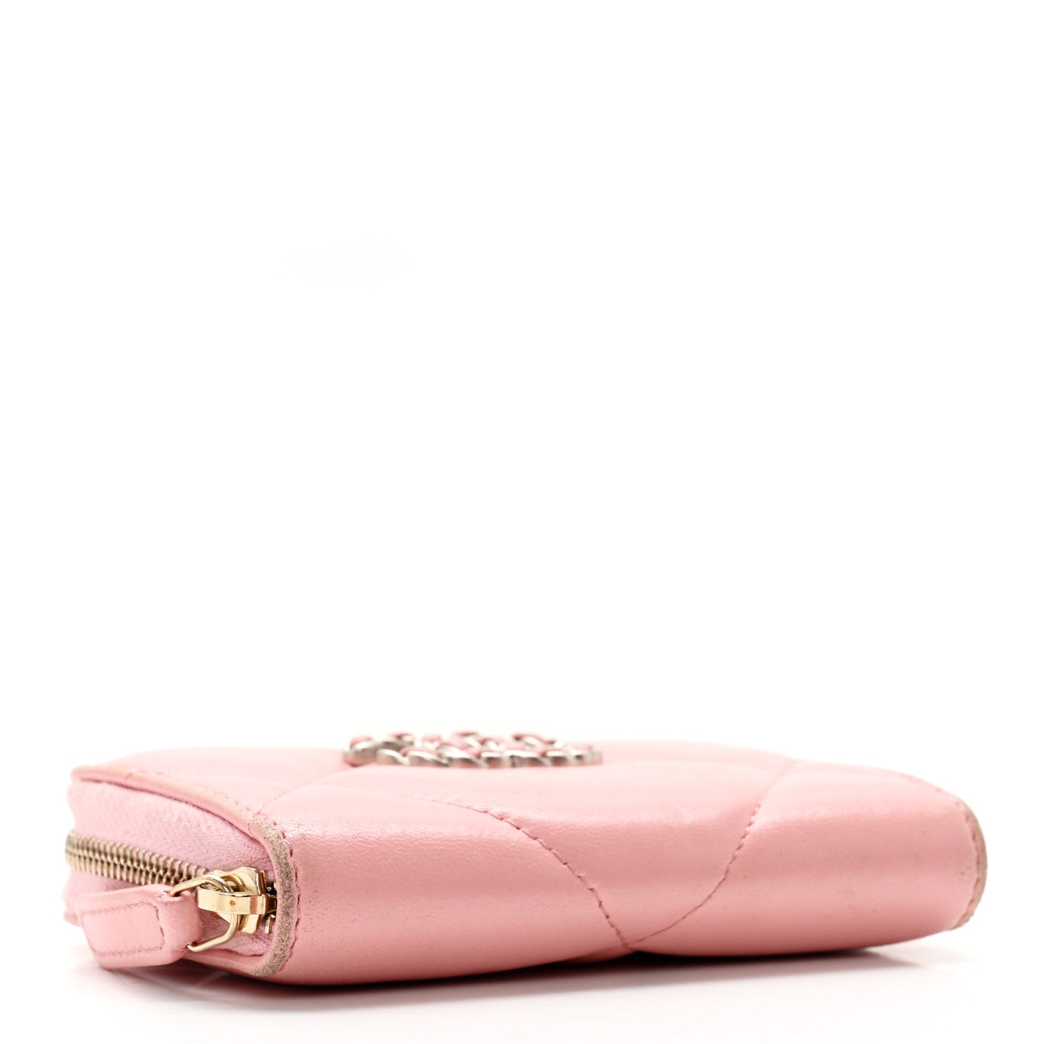 Chanel Lambskin Quilted Chanel 19 Zip Around Coin Purse Wallet Light Pink 4 of 12