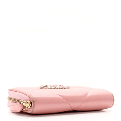 Chanel Lambskin Quilted Chanel 19 Zip Around Coin Purse Wallet Light Pink 4 of 12