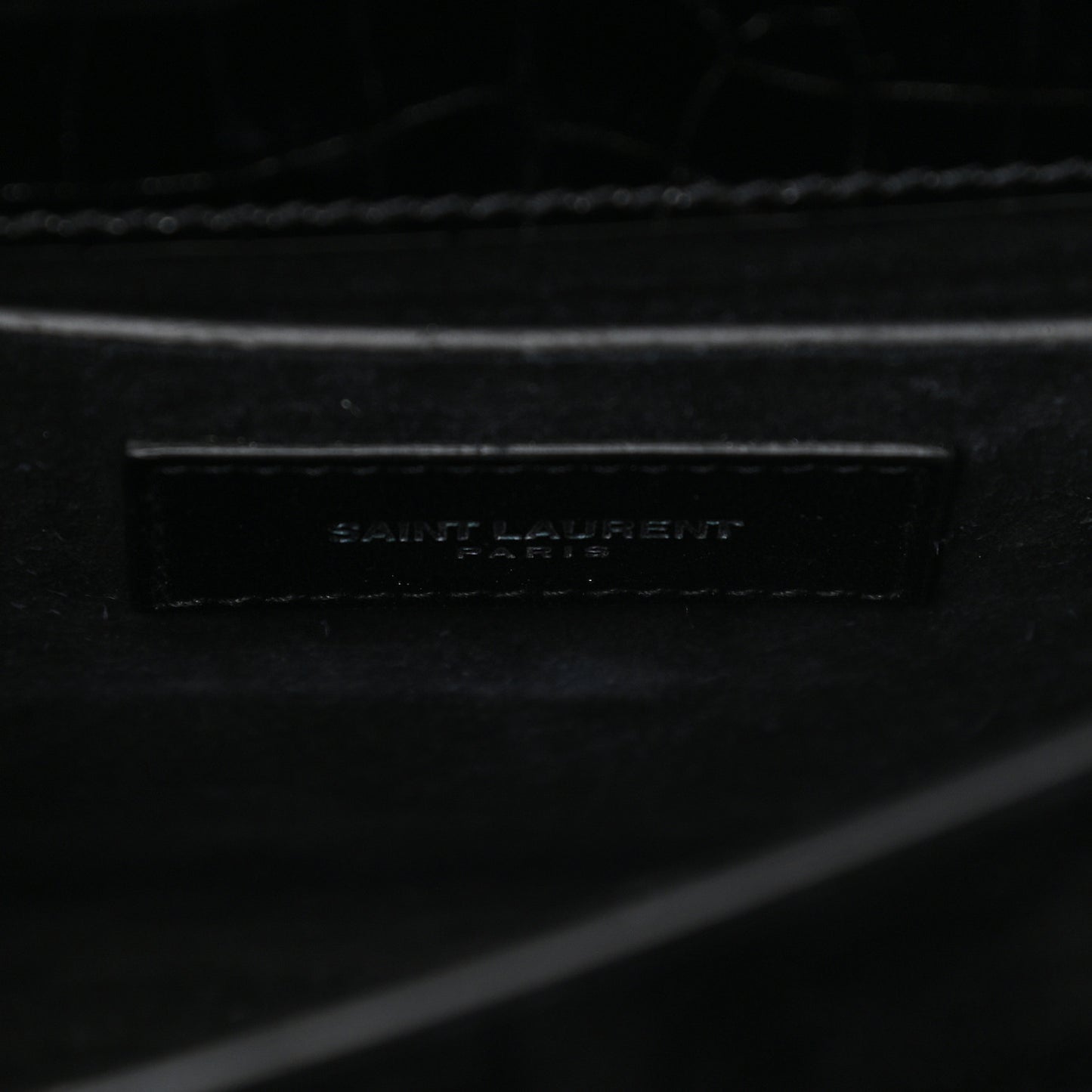 Calfskin Crocodile Embossed Medium Monogram Sunset Black