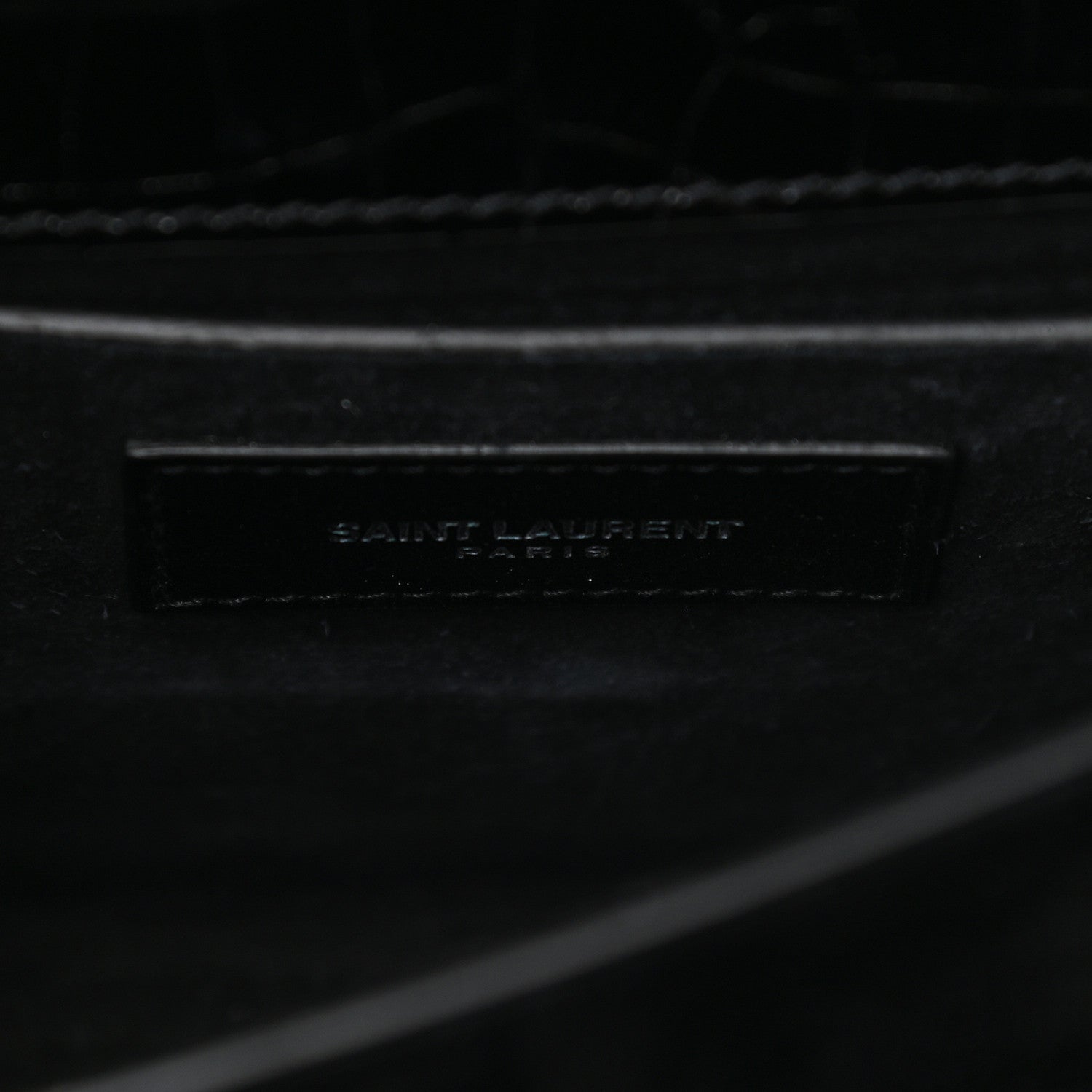 Saint Laurent Calfskin Crocodile Embossed Medium Monogram Sunset Black 6 of 8