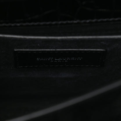 Saint Laurent Calfskin Crocodile Embossed Medium Monogram Sunset Black 6 of 8