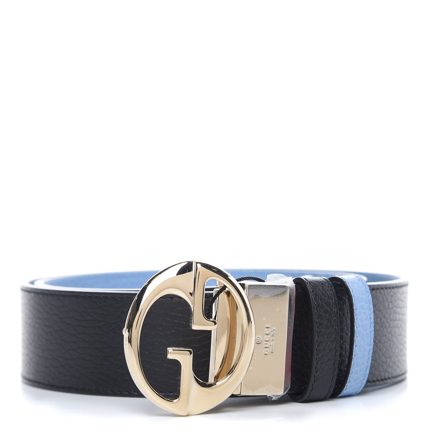 Gucci Dollar Calfskin 1973 Reversible Belt 90 36 Black Mineral Blue 1 of 6