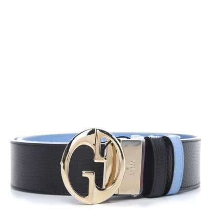 Gucci Dollar Calfskin 1973 Reversible Belt 90 36 Black Mineral Blue 1 of 6