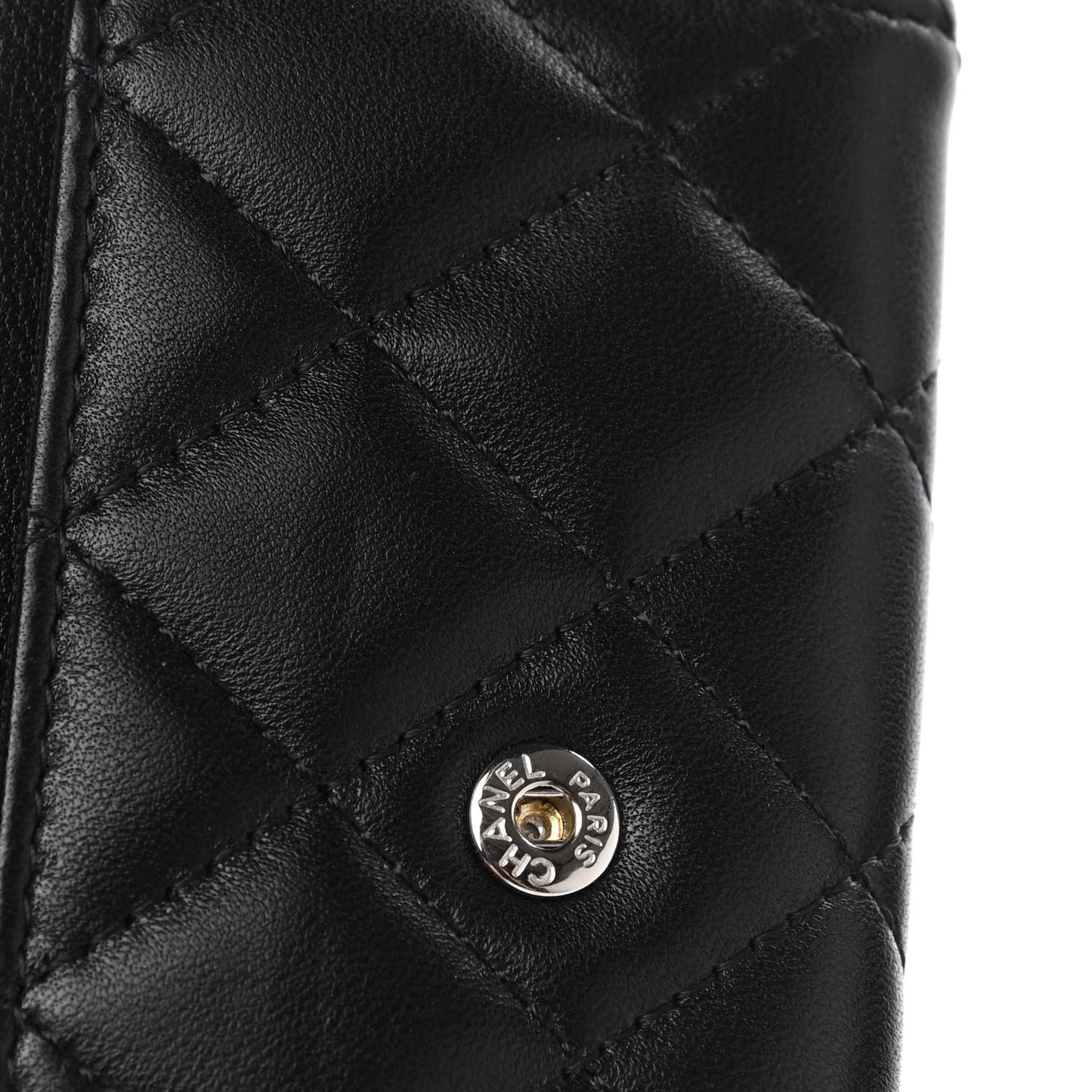 Lambskin Quilted Flap Card Holder Wallet So Black