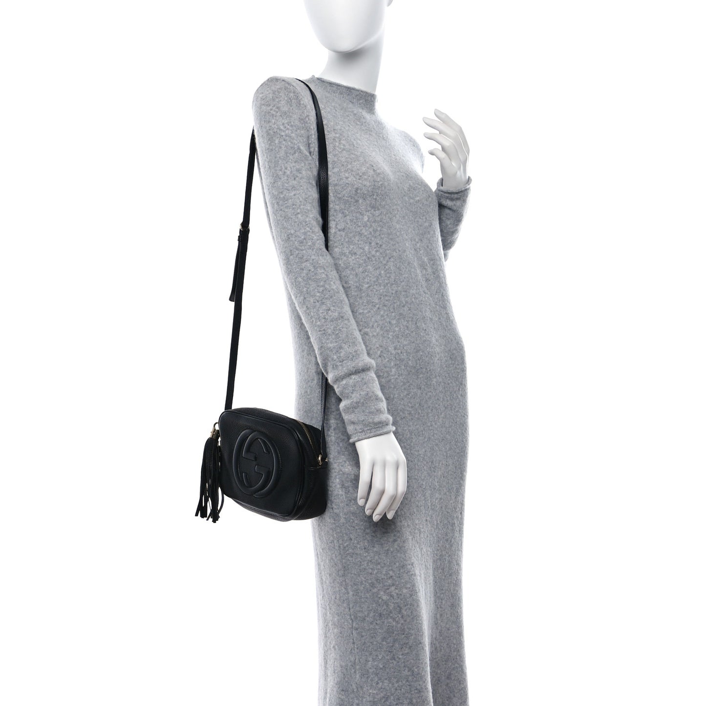 Pebbled Calfskin Small Soho Disco Bag Black