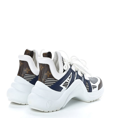 Louis Vuitton Patent Monogram Stripe LV Archlight Sneakers 37.5 White Blue 4 of 8