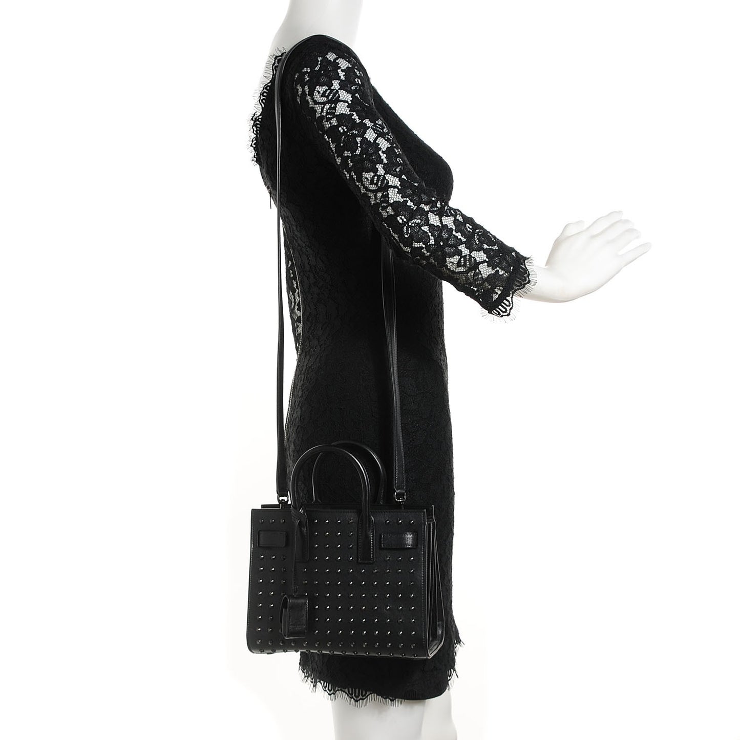 Calfskin Studded Nano Sac De Jour Black
