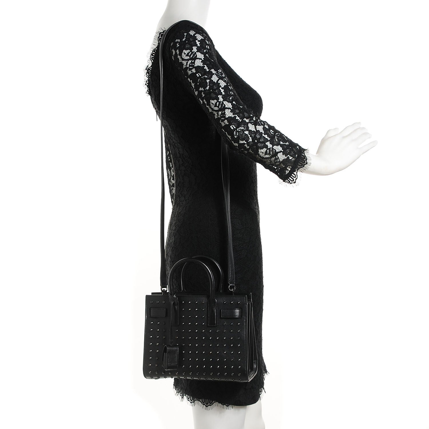 Saint Laurent Calfskin Studded Nano Sac De Jour Black 2 of 8