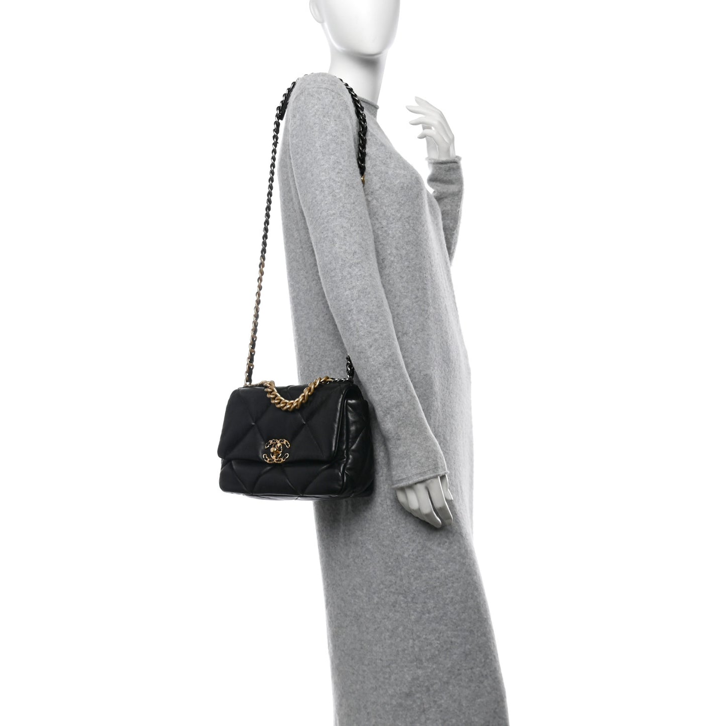 Goatskin Quilted Medium Chanel 19 Flap Black