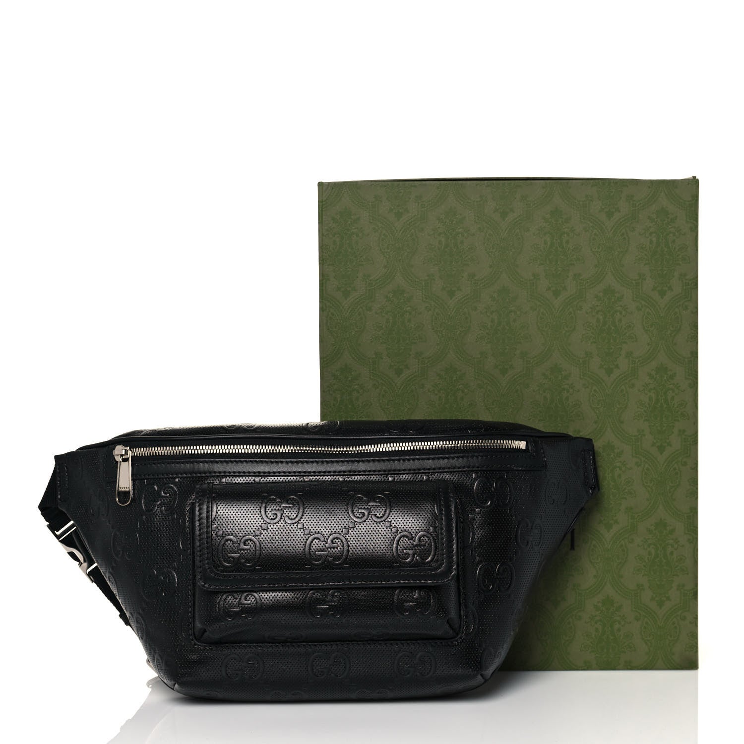 Gucci Calfskin GG Tennis Embossed Pocket Belt Bag Black 13 of 13