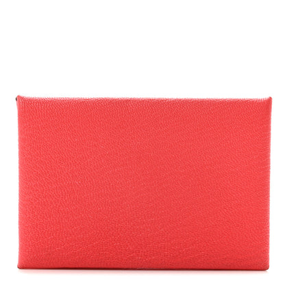 Hermes Chevre Mysore Verso Calvi Card Case Rose Texas Sienne 1 of 11