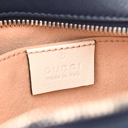 Gucci Vintage Effect Calfskin Matelasse Diagonal Small Torchon GG Marmont Chain Shoulder Bag Blue Agata Mystic White 6 of 9