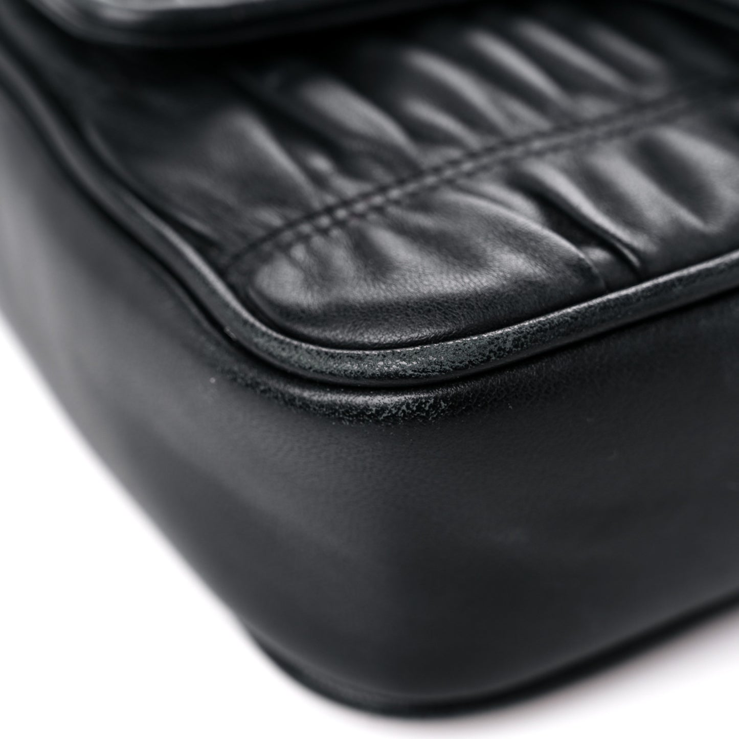 Nappa Gaufre Small Chain Flap Shoulder Bag Black