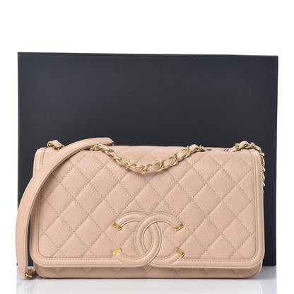 Chanel Caviar Quilted Medium CC Filigree Flap Beige 12 of 12