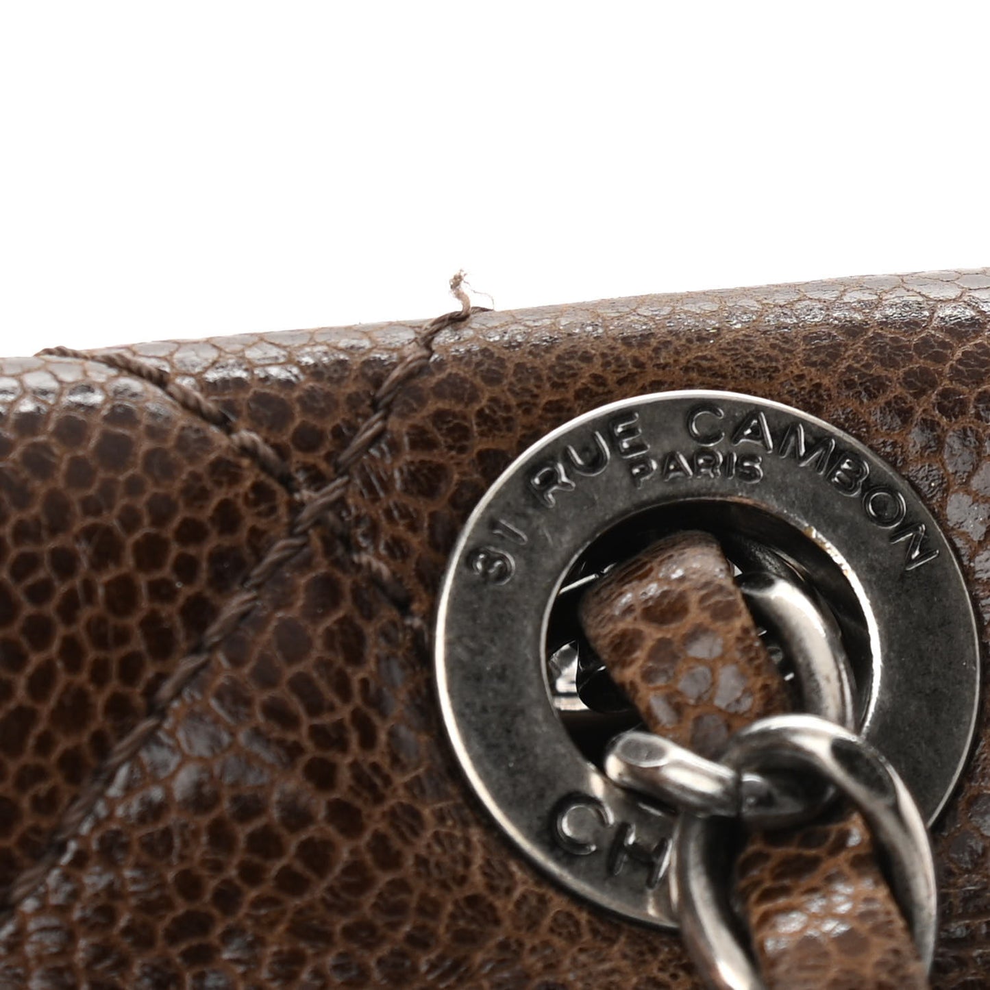 Crumpled Grained Calfskin Medium CC Crave Flap Brown