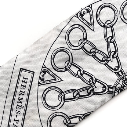 Hermes Silk Effet Kaleidoscope Twilly White Anthracite Marron 7 of 7