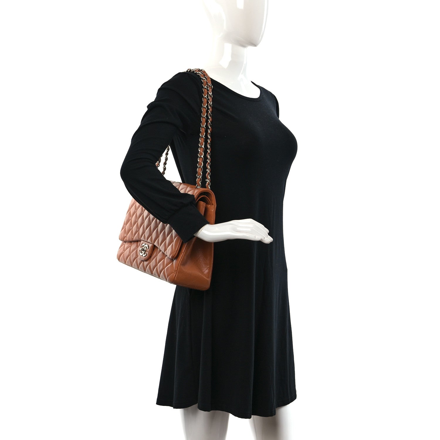 Chanel Caviar Quilted Maxi Double Flap Light Brown 2 of 11