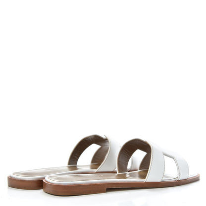 Hermes Box Calfskin Oran Sandals 37.5 White 4 of 9