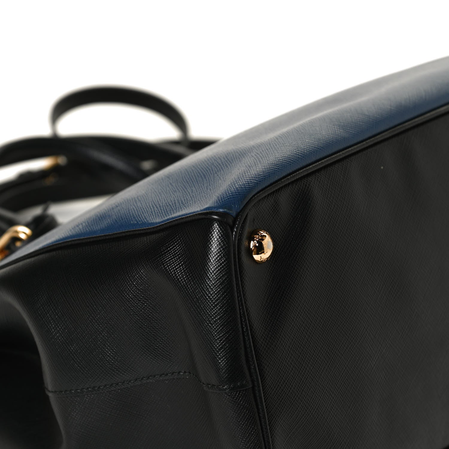 Prada Saffiano Lux Bi-Color Medium Galleria Double Zip Tote Bluette Black 11 of 15