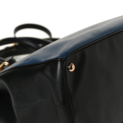 Prada Saffiano Lux Bi-Color Medium Galleria Double Zip Tote Bluette Black 11 of 15