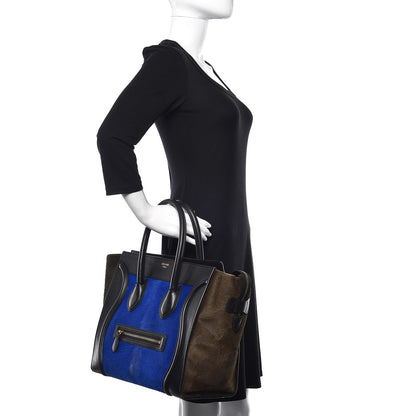 Celine Pony Hair Mini Tri-Color Luggage Royal Blue 2 of 22