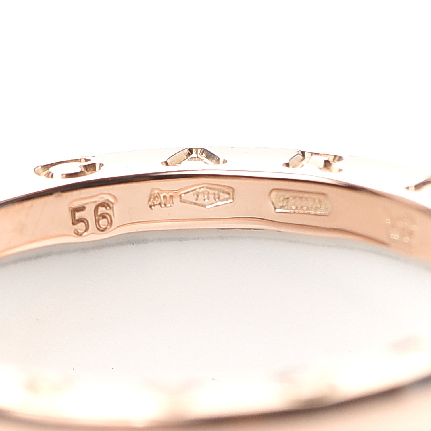 Bulgari 18K Rose Gold White Ceramic B.Zero1 Four-Band Ring 56 7.5 5 of 5