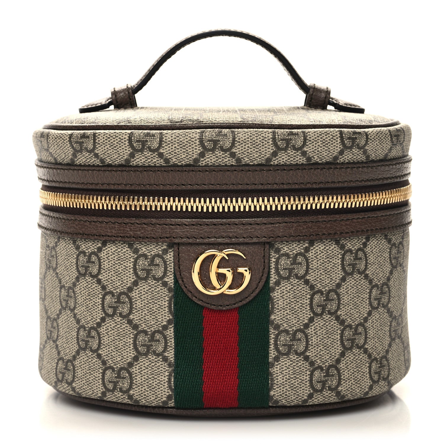 Gucci GG Supreme Monogram Textured Calfskin Web Ophidia Vanity Cosmetic Case Beige Ebony New Acero 1 of 12