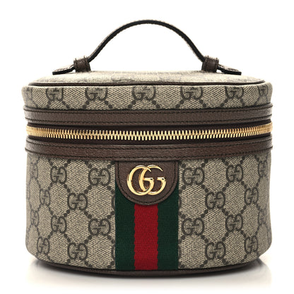 Gucci GG Supreme Monogram Textured Calfskin Web Ophidia Vanity Cosmetic Case Beige Ebony New Acero 1 of 12