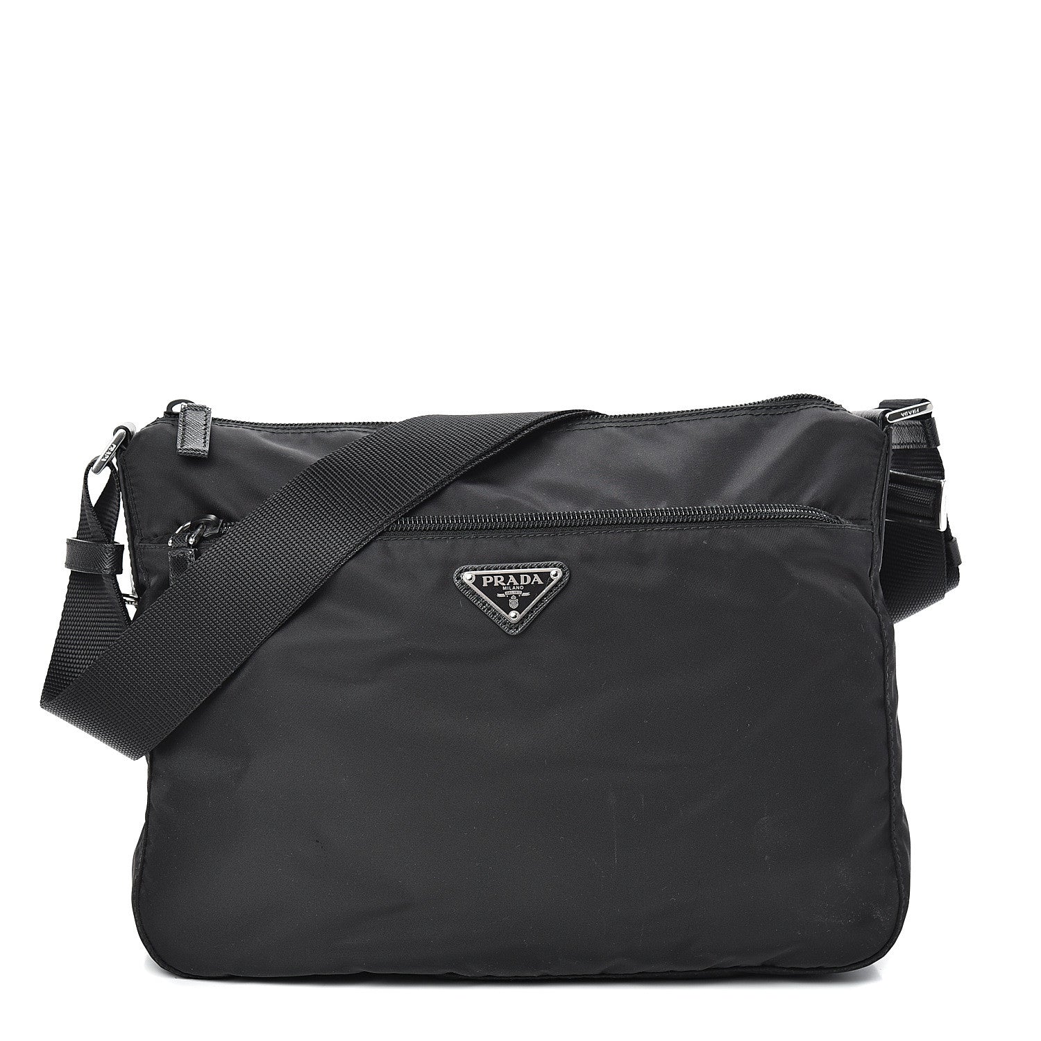 Prada Nylon Flat Messenger Bag Black 1 of 12