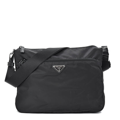 Prada Nylon Flat Messenger Bag Black 1 of 12