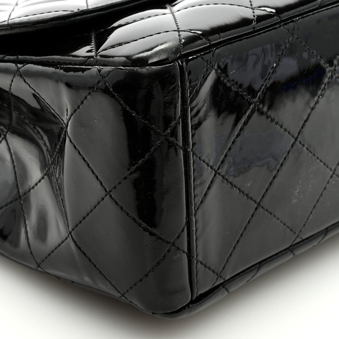 Patent Quilted Maxi Single Flap Black