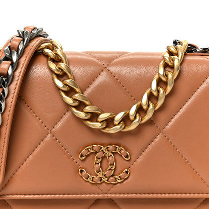 Chanel Lambskin Quilted Chanel 19 Wallet On Chain WOC Brown 9 of 11