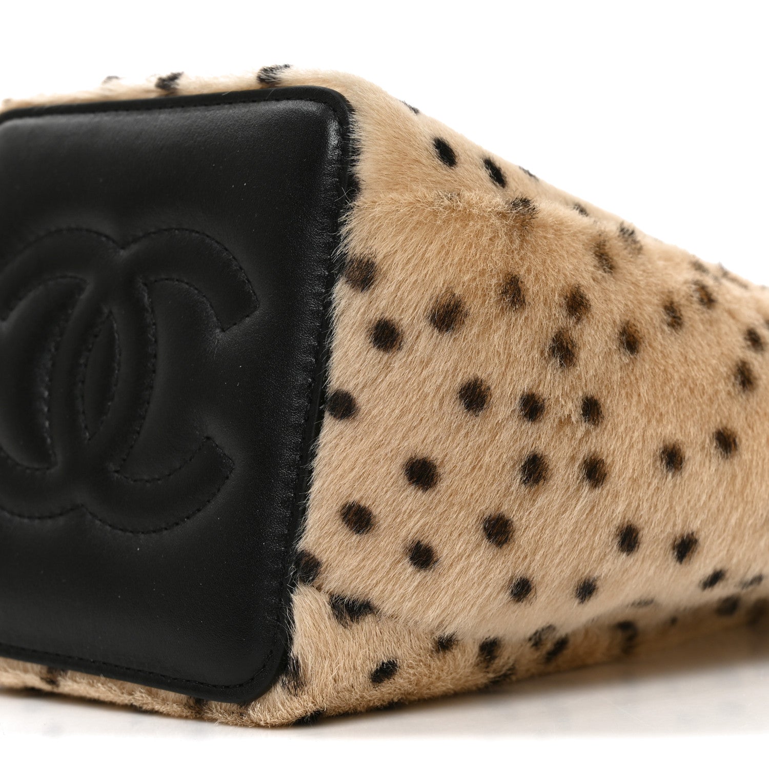 Chanel Pony Hair Cheetah Printed CC Chain Bucket Bag Light Beige Black 10 of 10