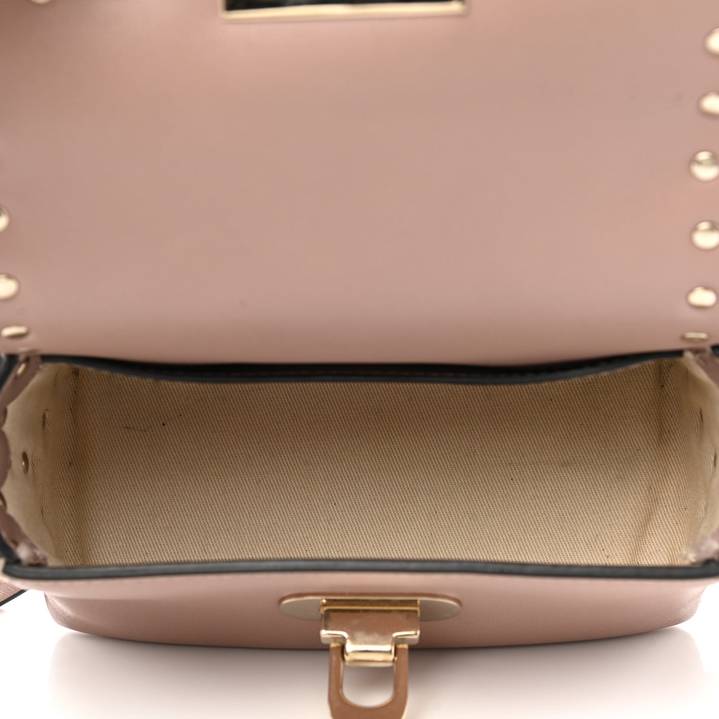 Calfskin Mini Rockstud Crossbody Bag Poudre