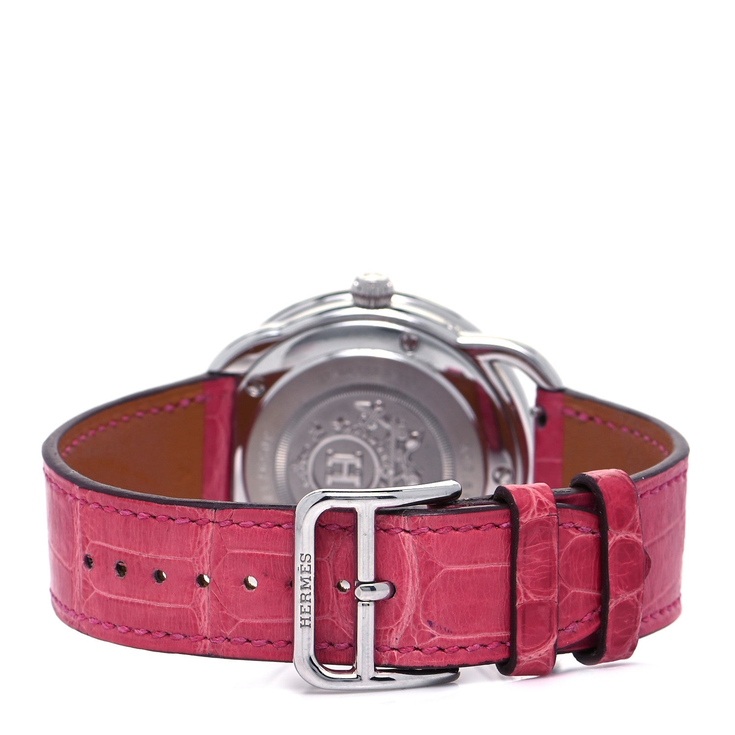 Hermes Stainless Steel Alligator Mother of Pearl 38mm Arceau Petite Lune Automatic Watch Braise 3 of 7
