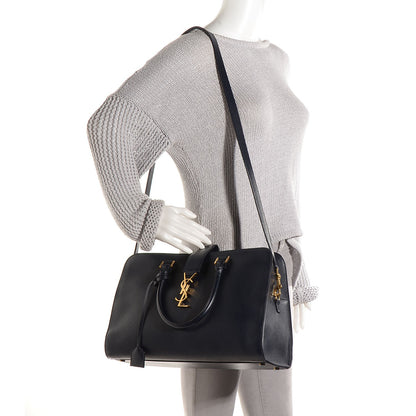 Saint Laurent Smooth Calfskin Medium Cabas Monogram Navy 4 of 7