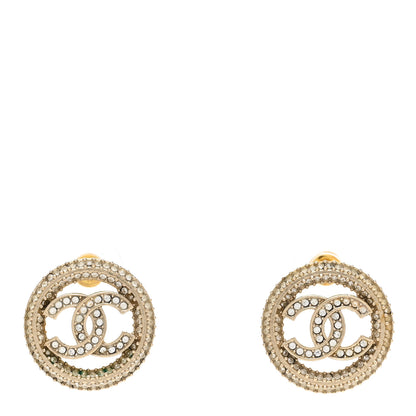 Chanel Crystal CC Vendome Round Earrings Gold 1 of 6