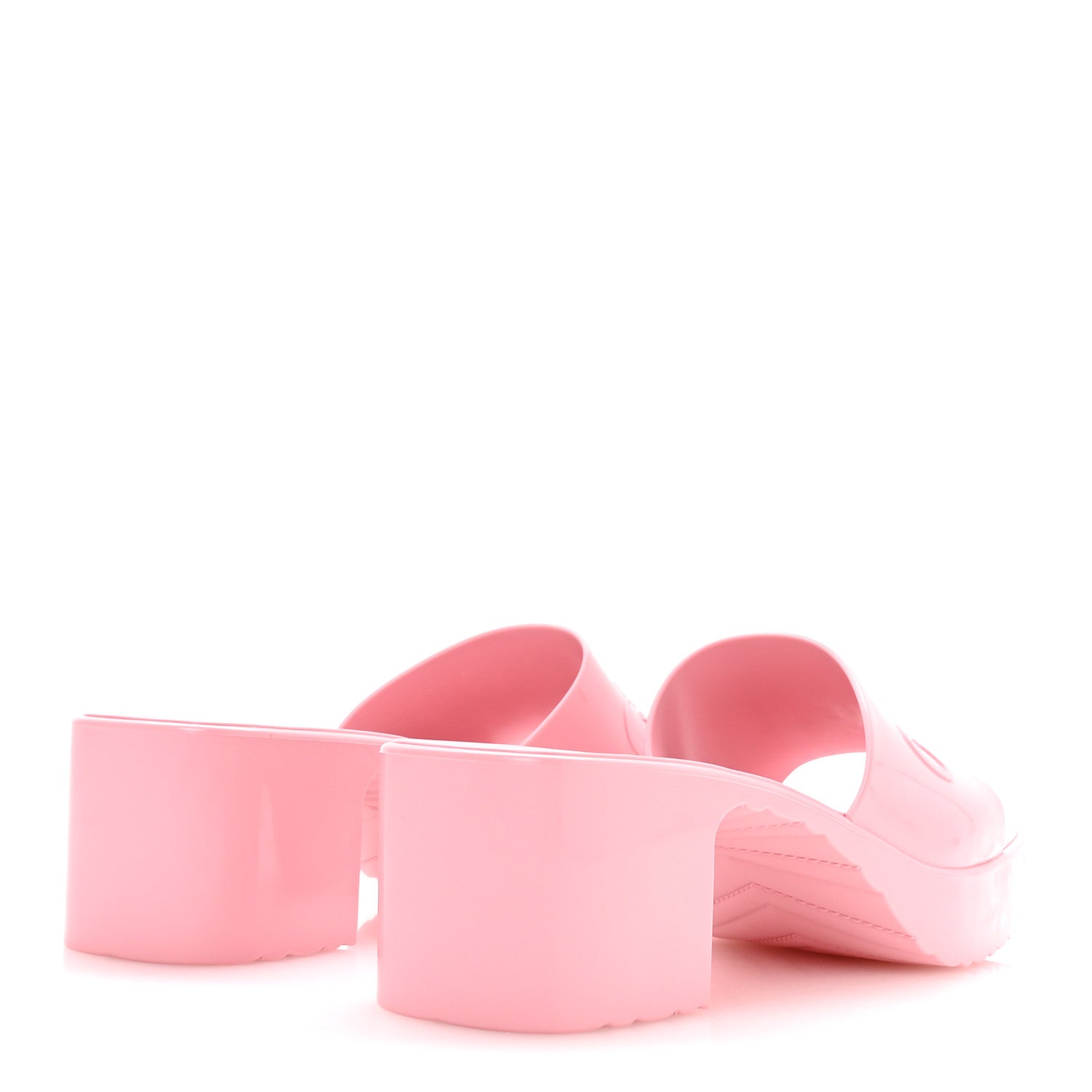 Gucci Rubber Gucci Logo Womens Platform 20/60mm Slide Sandals 38 Wild Rose 5 of 9