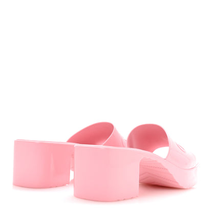 Gucci Rubber Gucci Logo Womens Platform 20/60mm Slide Sandals 38 Wild Rose 5 of 9