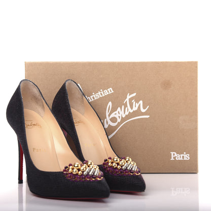 Christian Louboutin Glitter Tisse Veau Velours Coralta Mia 100 Pumps 36 Version Black 9 of 9