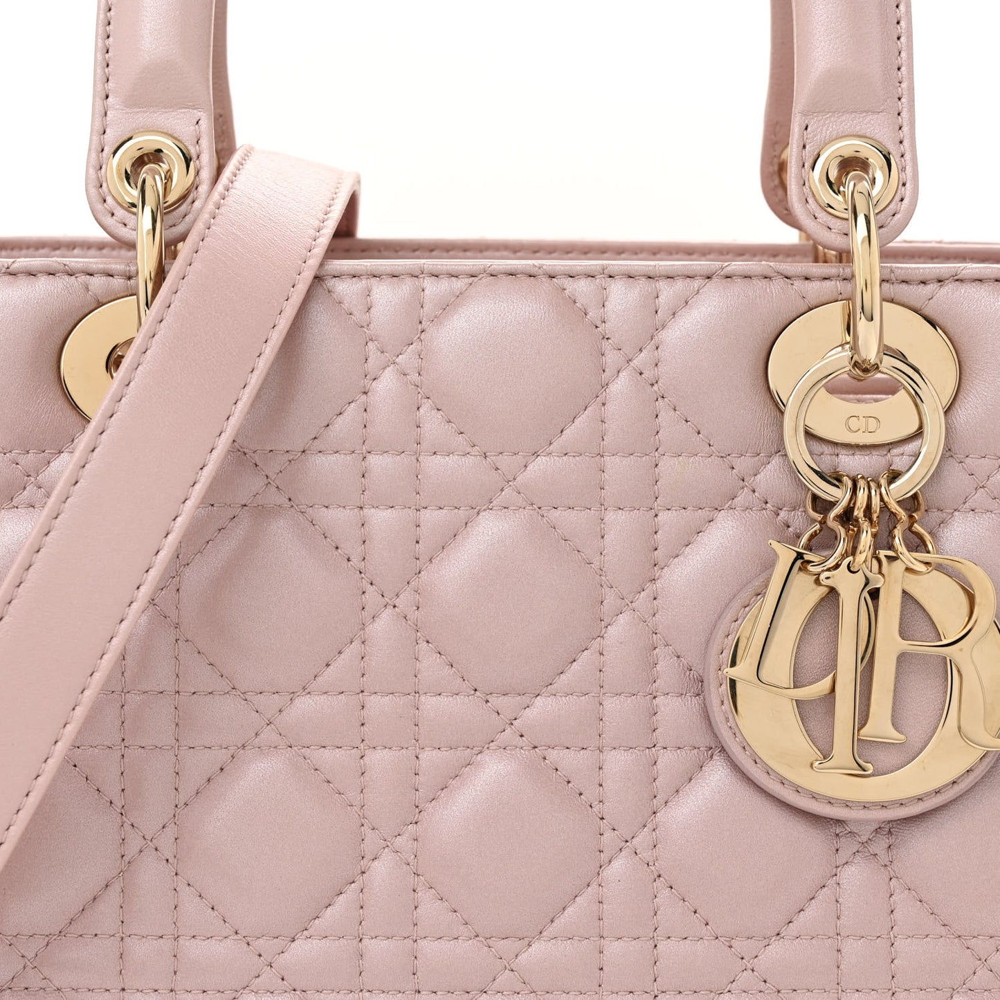 Pearly Lambskin Cannage Medium Lady Dior Lotus