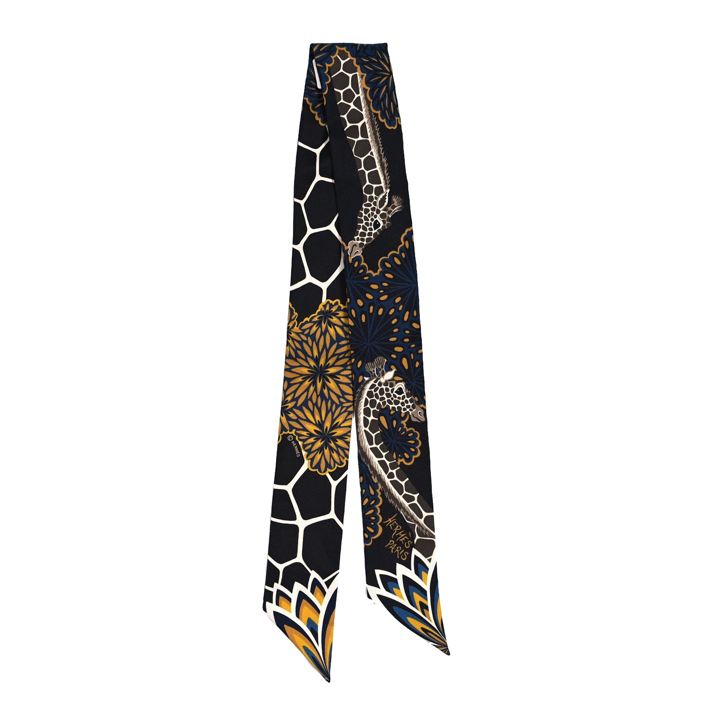 Silk Three Graces Twilly Black Gold Taupe