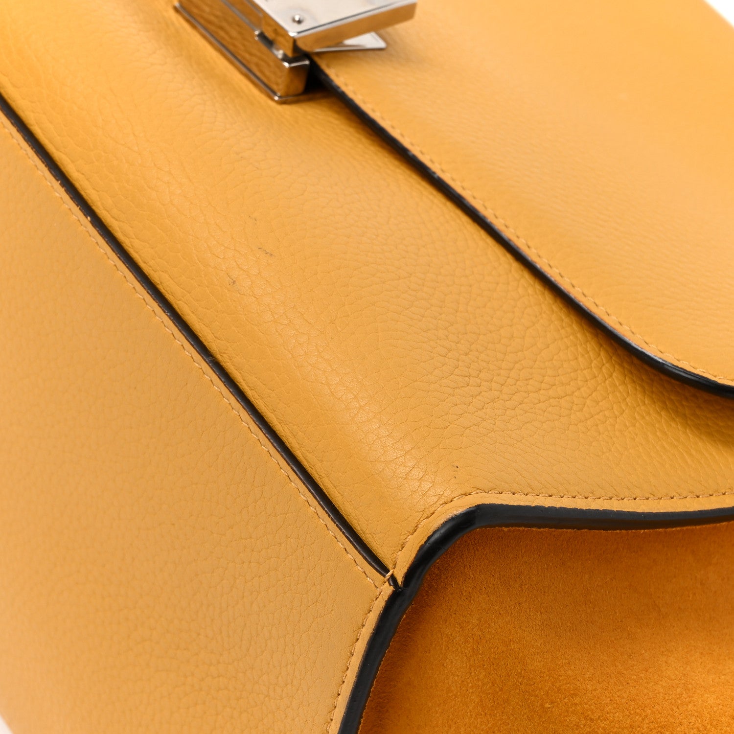 Celine Drummed Calfskin Suede Small Trapeze Ocre 16 of 18