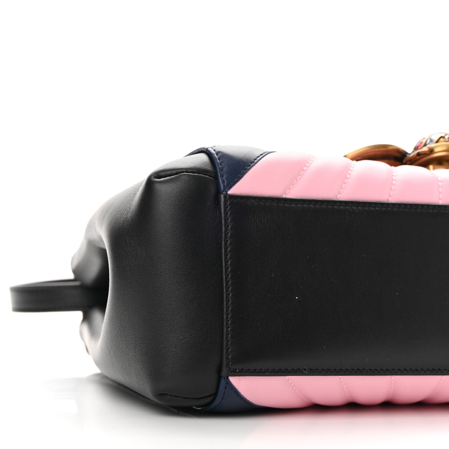 Gucci Calfskin Bamboo Trapuntata Queen Margaret Top Handle Bag Blue Agata Hibiscus Red Mystic White Sugar Pink 9 of 10