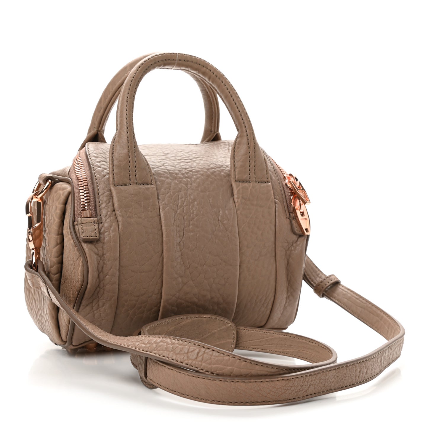 Pebbled Lambskin Mini Rockie Latte Rose Gold Hardware