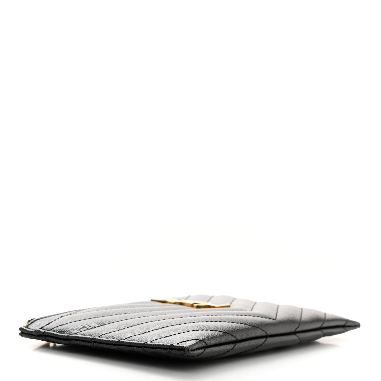 Saint Laurent Grain De Poudre Chevron Monogram Bill Pouch Black 4 of 8