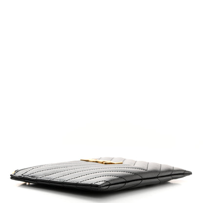 Saint Laurent Grain De Poudre Chevron Monogram Bill Pouch Black 4 of 8